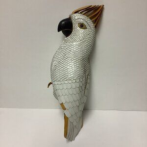 Vintage Federico Handcrafted White Leather Cockatoo Mexican Art MISSING STAND